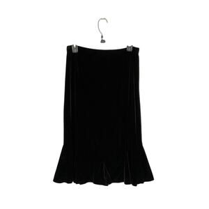Black Velvet Midi Skirt Sz Medium Elastic Waist Dark Feminine Witchy Whimisigoth